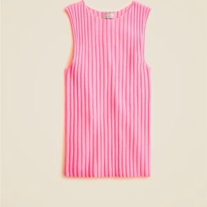 BNWT JCrew Wide-rib cashmere sweater shell Neon Capri Pink Size XXS
